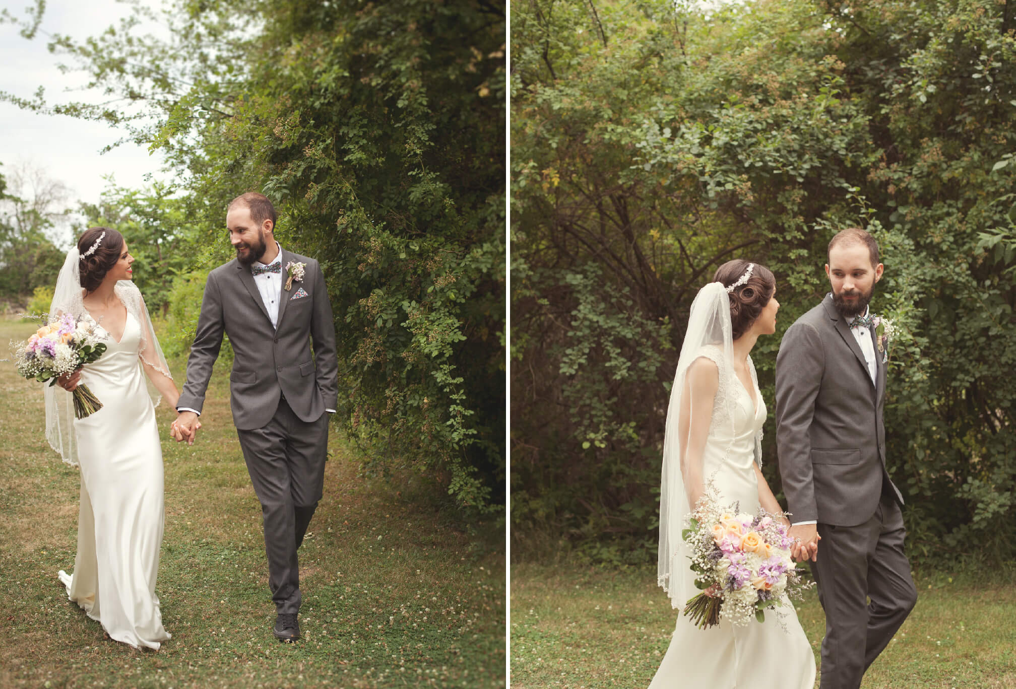 bride and groom walking shot