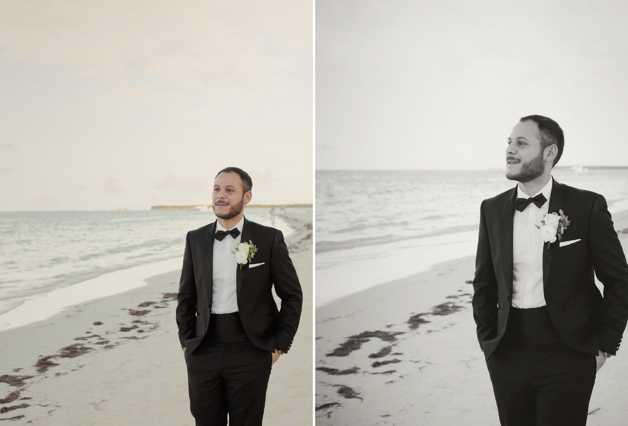 groom style beach wedding