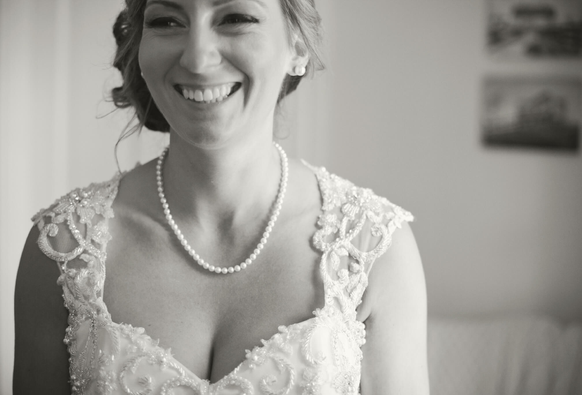 black and white bride laughing