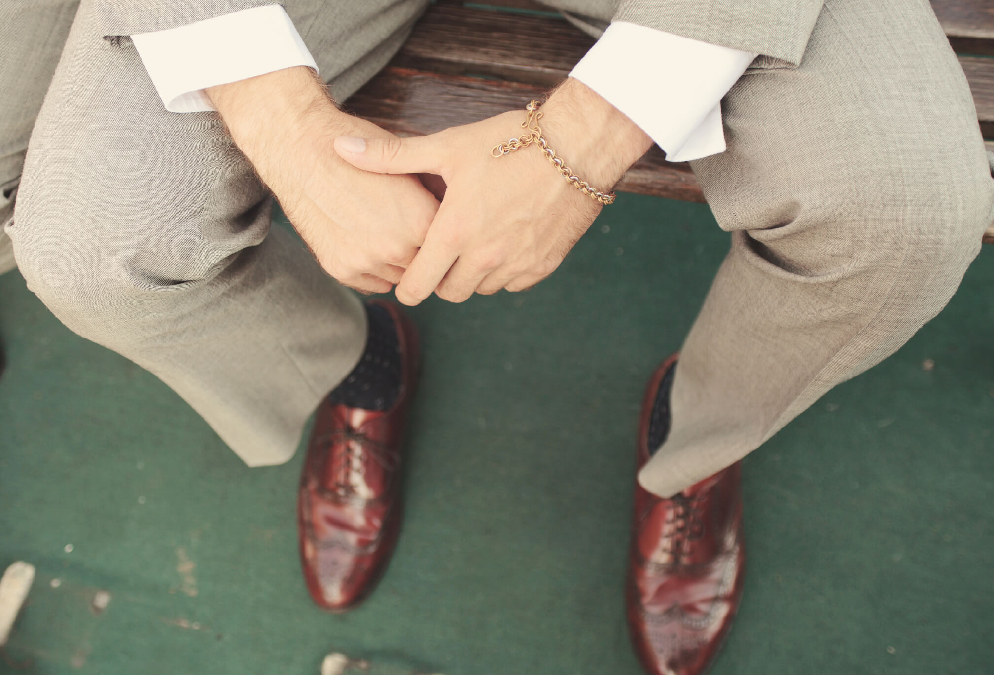 groom details brown shoes
