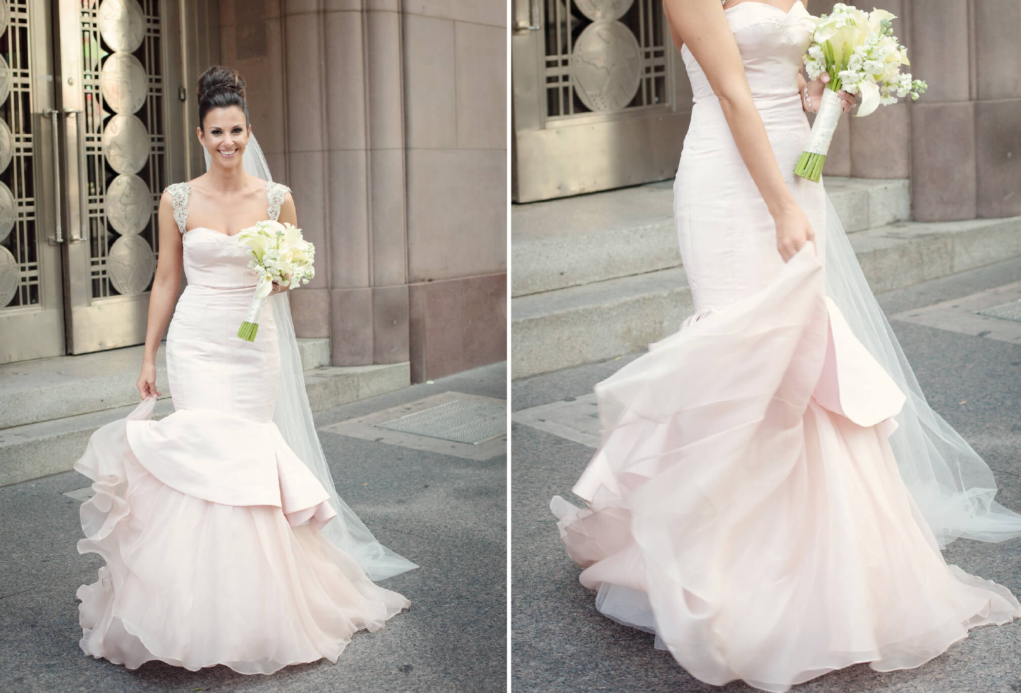 bride in pink dress toronto