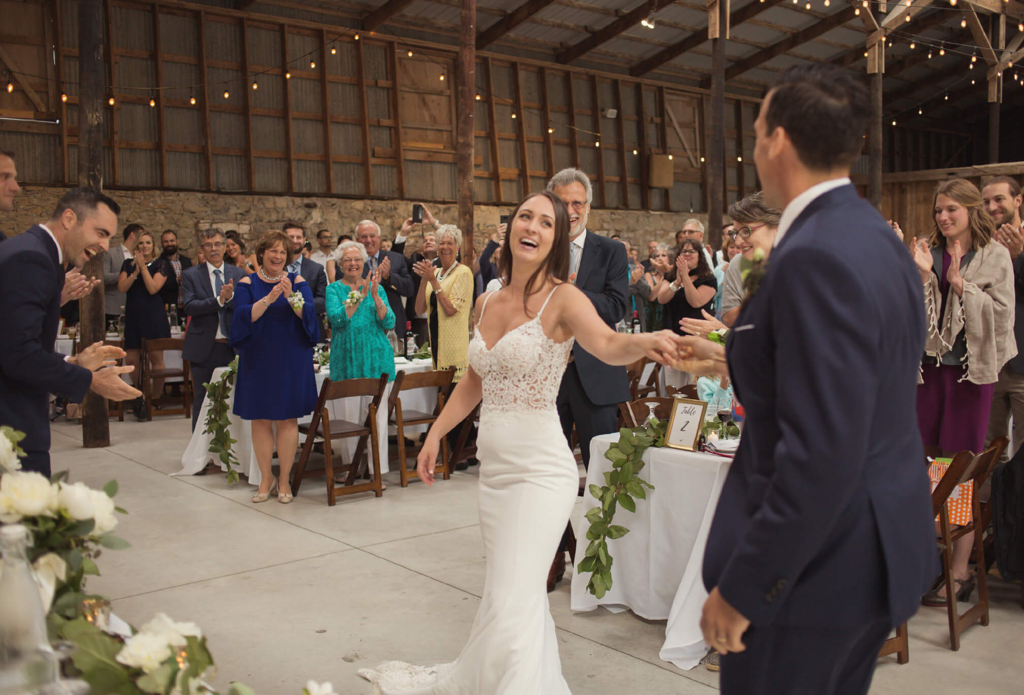 bride and groom reception at dyments farm