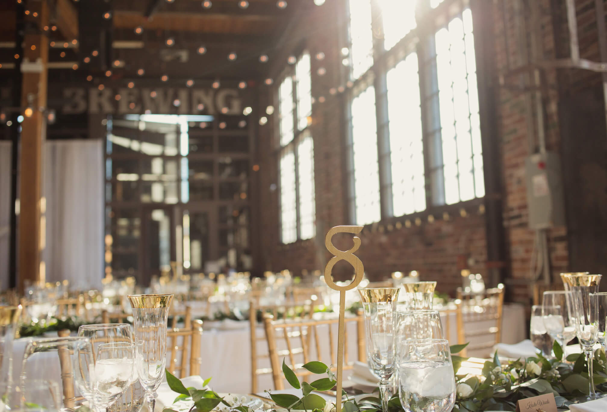 gorgeous wedding decor at steam whistle brewery
