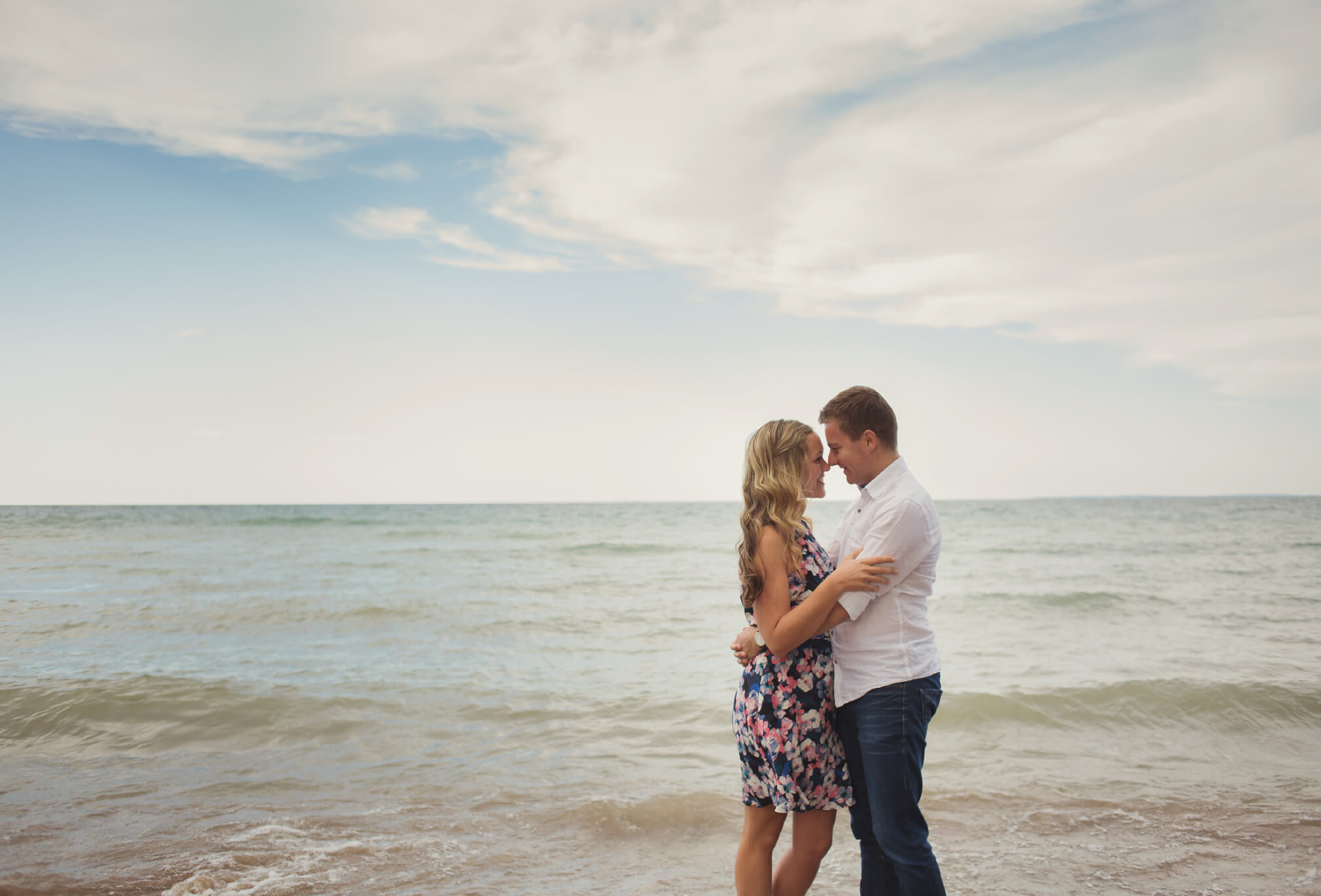 couple at northwinds beach engagement