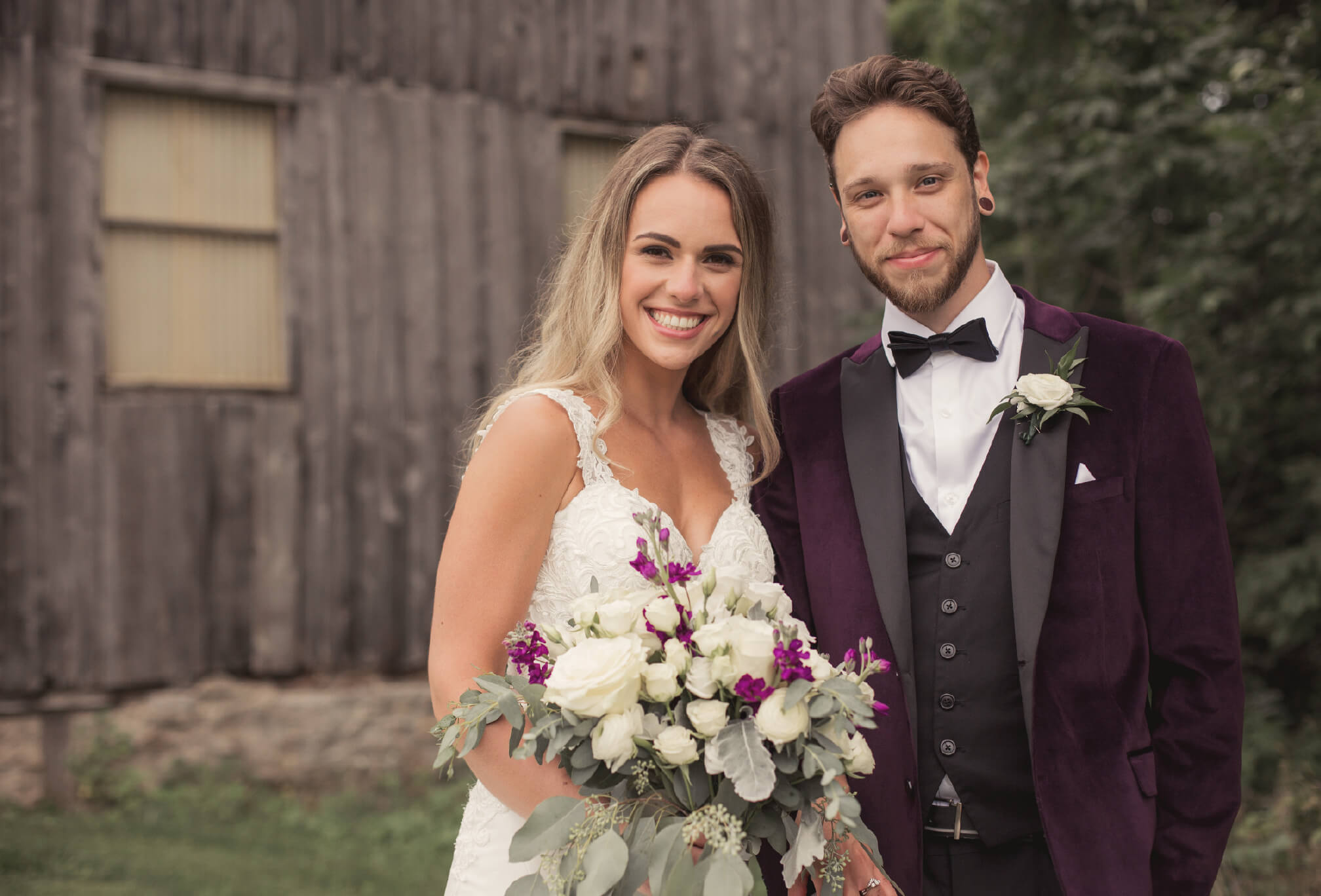 bride and groom barn at walters falls